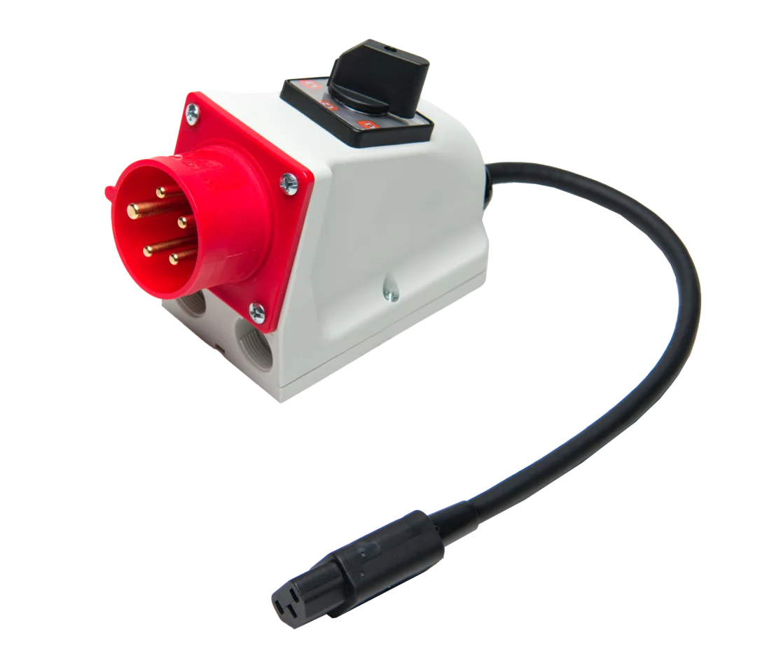 Three-phase socket adapter 16 A for PAT (5P, switchable)