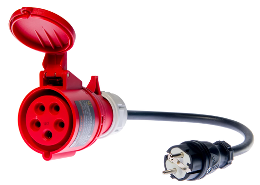 Three-phase socket adapter 32 A for PAT (5P)