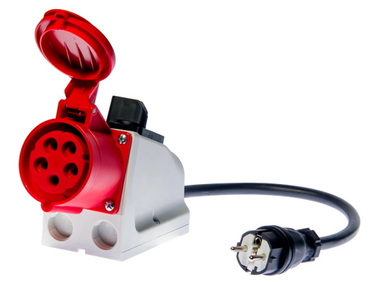 Three-phase socket adapter 32 A for PAT (5P, switchable)