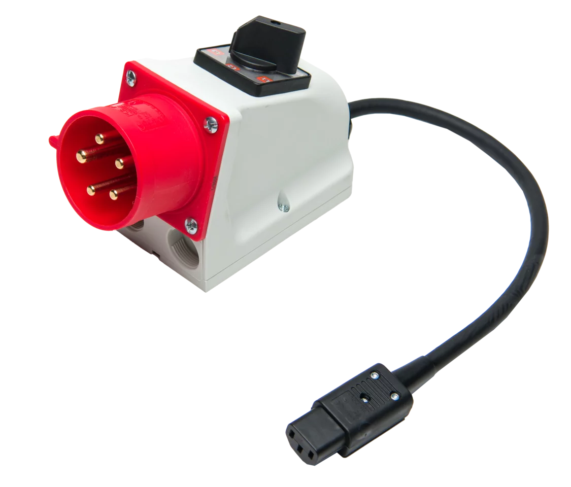 Three-phase socket adapter 32 A for PAT (5P, switchable)