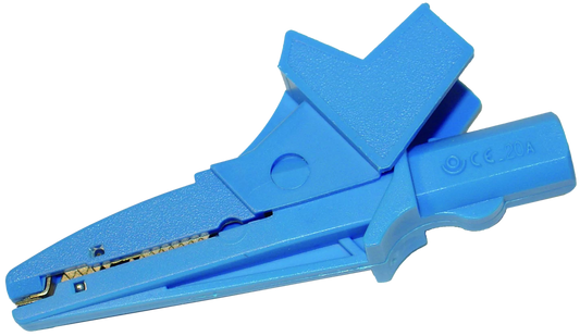 K-02  Crocodile clip, blue, 1 kV, 20 A