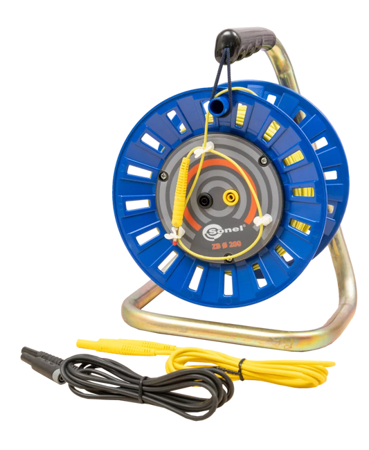 Test lead 75m for earth resistance measurements (on a reel, banana plugs) yellow