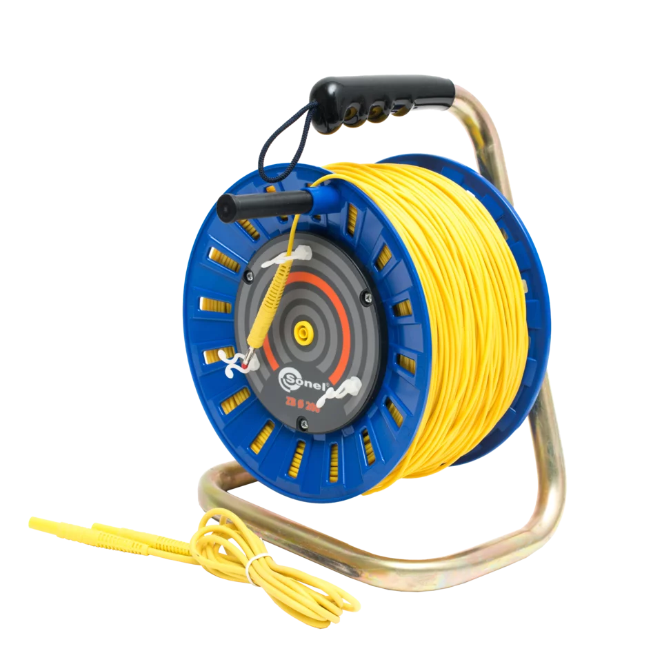 Test lead 200 m for earth resistance measurements (on a reel) yellow