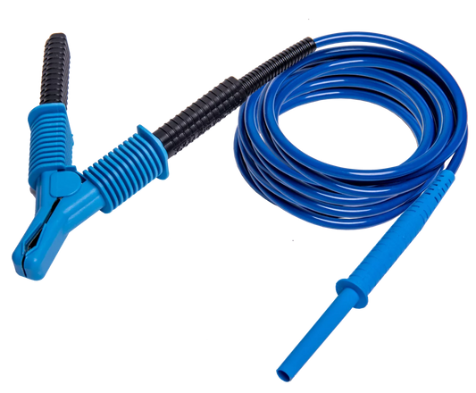 Test lead 10 m blue 15 kV, CAT IV 1000V with crocodile clip