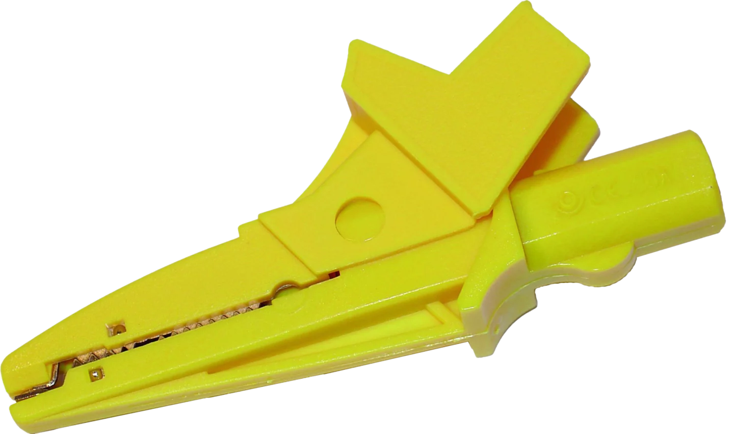 K-02  Crocodile clip, yellow, 1 kV, 20 A