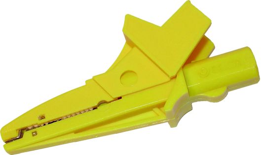 K-02  Crocodile clip, yellow, 1 kV, 20 A