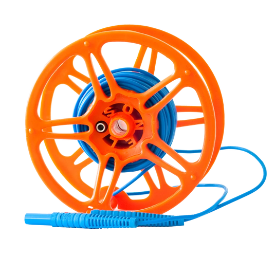 Test lead 15 m for earth resistance measurements (on a reel, banana plugs) blue