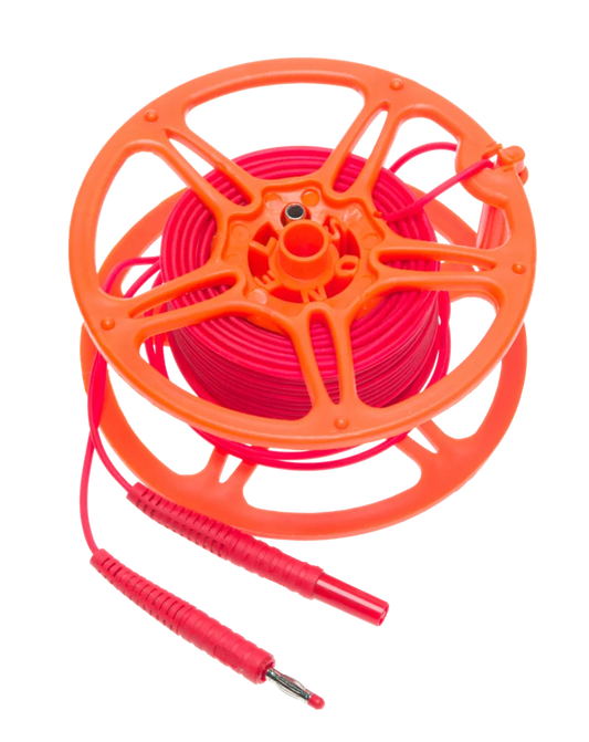 Test lead 25 m for earth resistance measurements (on a reel, banana plugs) red