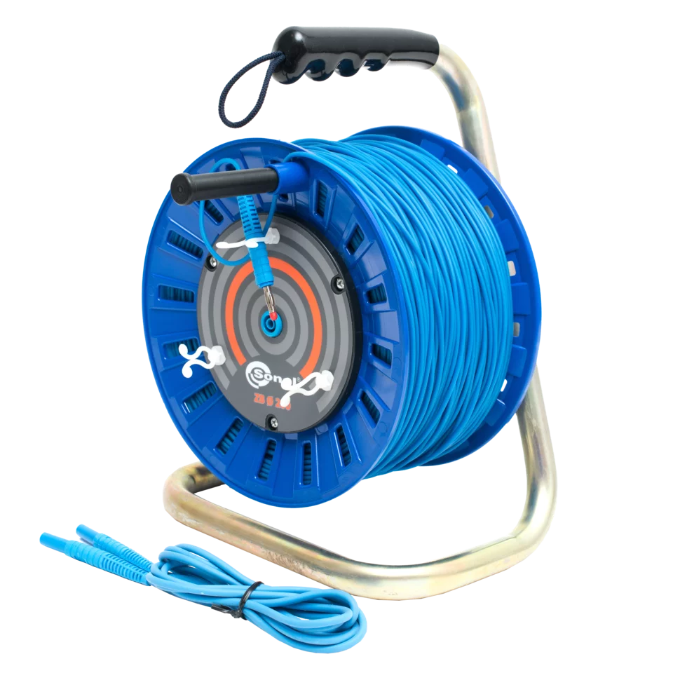 Test lead 200 m for earth resistance measurements (on a reel) blue