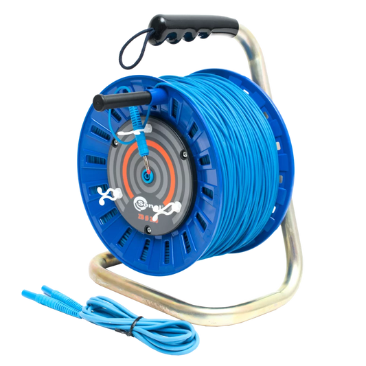 Test lead 200 m for earth resistance measurements (on a reel) blue